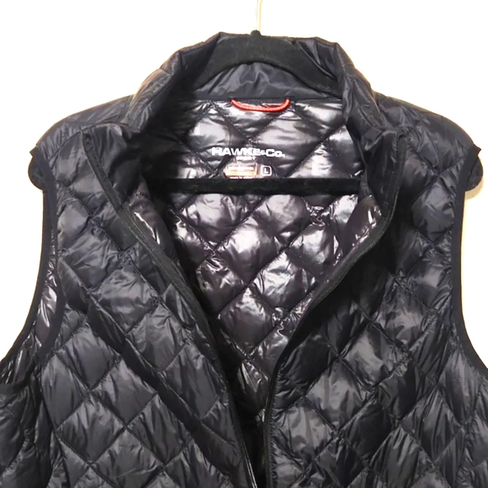 Hawke & Co Down Packable Puffer Zip Up Vest Black & Gray Men's Size Large